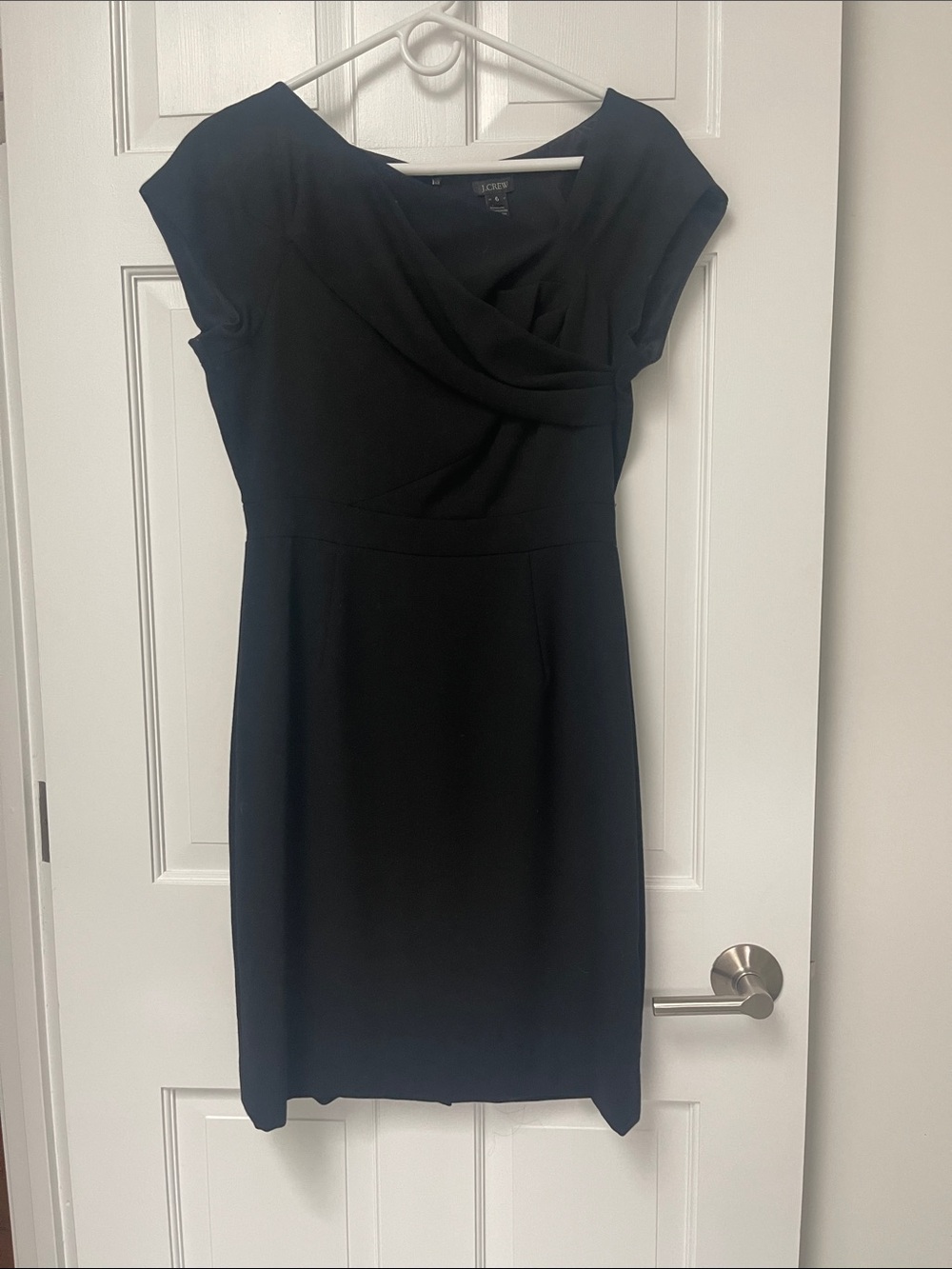 J. Crew Black Draped Origami Neck Midi Sheath Dress - sz 6